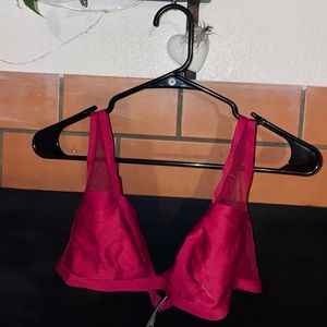 Dark Red Bralette with Mesh Detail